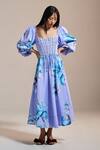Buy_THE IASO_Lilac Square Neck Floral Corset Bloom Dress _at_Aza_Fashions