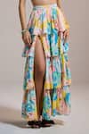 THE IASO_Yellow Sunburst Garden Tiered Skirt _Online_at_Aza_Fashions