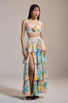 Buy_THE IASO_Yellow Sweetheart Neck Sunburst Garden Bralette _at_Aza_Fashions