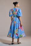 Shop_THE IASO_Sky Blue V-neck Tropical Symphony Dress _at_Aza_Fashions