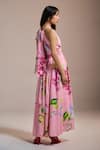 Shop_THE IASO_Pink Halter Neck Blossom Breeze Maxi Dress _at_Aza_Fashions