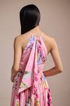 THE IASO_Pink Halter Neck Blossom Breeze Maxi Dress _Online_at_Aza_Fashions