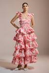 Buy_THE IASO_White Square Neck Rose Ruffle Tiered Dress _at_Aza_Fashions