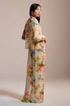 Shop_THE IASO_Yellow Chiffon Watercolor Garden Wide-leg Pants _at_Aza_Fashions