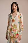 Buy_THE IASO_Yellow Chiffon Collared Watercolor Garden Sheer Shirt _at_Aza_Fashions
