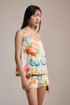Buy_THE IASO_Yellow Watercolor Bloom Lounge Shorts _at_Aza_Fashions