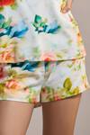 THE IASO_Yellow Watercolor Bloom Lounge Shorts _Online_at_Aza_Fashions