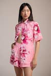 Buy_THE IASO_Pink Floral Print Tropicana Bloom Shorts _at_Aza_Fashions