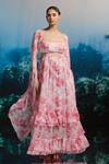 Buy_THE IASO_White Chiffon Beads Square Neck Ocean Bloom Maxi Dress _at_Aza_Fashions