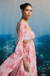 THE IASO_White Chiffon Beads Square Neck Ocean Bloom Maxi Dress _Online_at_Aza_Fashions