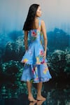 Shop_THE IASO_Blue Beads Square Neck Orchid Tiered Dress _at_Aza_Fashions