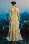 Shop_THE IASO_Yellow Chiffon Scoop Neck Watercolor Bloom Maxi Dress _at_Aza_Fashions