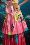 Shop_THE IASO_Pink Cotton Satin Sweetheart Neck Hibiscus Sunset Strapless Dress _Online_at_Aza_Fashions