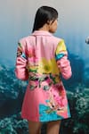 Shop_THE IASO_Pink Cotton Satin Beads Floral Monarch Blazer _at_Aza_Fashions
