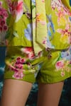 THE IASO_Green Botanical Tailored Shorts _Online_at_Aza_Fashions