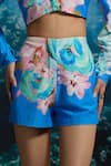 THE IASO_Blue Ocean Bloom High-waist Shorts _Online_at_Aza_Fashions