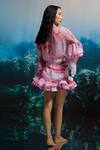 Shop_THE IASO_Pink Chiffon Blush Reef Mini Skirt _at_Aza_Fashions