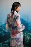 Buy_THE IASO_Chiffon Collared Ocean Bloom Shirt Dress _Online_at_Aza_Fashions