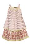 Shop_Minime Organics_Cream Cotton Gota Patti Block Printed A-line Kurta And Sharara Set _at_Aza_Fashions