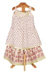 Buy_Minime Organics_Cream Cotton Gota Patti Block Printed A-line Kurta And Sharara Set _at_Aza_Fashions