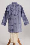 Shop_Minime Organics_Blue Cotton Lurex Kurta And Pyjama Set _at_Aza_Fashions