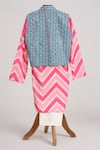 Shop_Minime Organics_Pink Cotton And Blue Chevron Kurta Set _at_Aza_Fashions