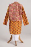 Shop_Minime Organics_Yellow Cotton Floral Print Kurta Set With Jacket _at_Aza_Fashions