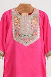 Minime Organics_Pink Silk Embroidery, Lace Kurta And Dhoti Pant Set _Online_at_Aza_Fashions