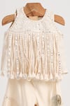Buy_Minime Organics_Cream Cotton Faux Diamonds, Tassels Mirror Embroidered Sharara Set _Online_at_Aza_Fashions