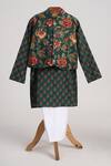 Buy_Minime Organics_Green Cotton Bottle Block Printed Kurta Set _at_Aza_Fashions