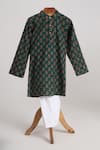 Buy_Minime Organics_Green Cotton Bottle Block Printed Kurta Set _Online_at_Aza_Fashions