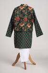 Shop_Minime Organics_Green Cotton Bottle Block Printed Kurta Set _at_Aza_Fashions