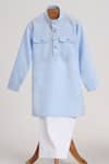 Buy_Minime Organics_Blue Cotton Light Pathani Kurta Set _at_Aza_Fashions