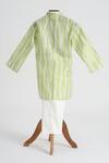 Shop_Minime Organics_Green Cotton Patterned Kurta And Pyjama Set _at_Aza_Fashions