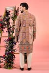Shop_Kasbah_Pink Chanderi Zari, Embroidery Chikankari Kurta _at_Aza_Fashions