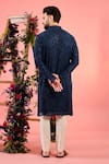 Shop_Kasbah_Navy Georgette Embroidery Blue Chikankari Kurta _at_Aza_Fashions