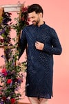 Kasbah_Navy Georgette Embroidery Blue Chikankari Kurta _Online_at_Aza_Fashions