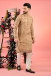 Buy_Kasbah_Peach Georgette Embroidery Chinkari Kurta _at_Aza_Fashions