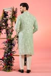 Shop_Kasbah_Green Georgette Embroidery Floral Chikankari Sea Kurta _at_Aza_Fashions