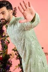 Kasbah_Green Georgette Embroidery Floral Chikankari Sea Kurta _Online_at_Aza_Fashions