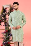 Buy_Kasbah_Green Georgette Embroidery Floral Chikankari Sea Kurta _Online_at_Aza_Fashions