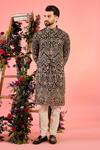 Buy_Kasbah_Multi Color Georgette Embroidery, Sequins Midnight Black Kurta _at_Aza_Fashions