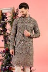 Kasbah_Multi Color Georgette Embroidery, Sequins Midnight Black Kurta _Online_at_Aza_Fashions