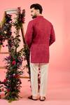 Shop_Kasbah_Red Organza Embroidery Sheer Chikankari Kurta _at_Aza_Fashions