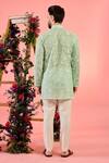 Shop_Kasbah_Green Organza Embroidery Short Sea Kurta _at_Aza_Fashions
