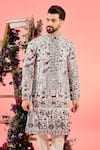 Kasbah_White Silk Embroidery Chikankari Kurta _Online_at_Aza_Fashions