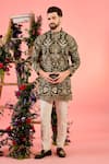 Buy_Kasbah_Green Georgette Zari Designer Work Kurta _at_Aza_Fashions