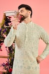 Kasbah_Ivory Georgette Embroidery Chikankari Kurta _Online_at_Aza_Fashions