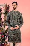 Kasbah_Black Silk Embroidery Chikankari Kurta _Online_at_Aza_Fashions