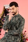 Buy_Kasbah_Black Silk Embroidery Chikankari Kurta _Online_at_Aza_Fashions